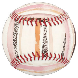 Cream Blush Pink Leopard Stripes Animal Print Softball