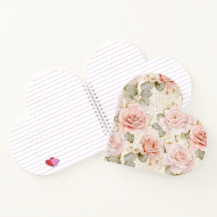 Cream Blush Pink Roses Floral  Notebook