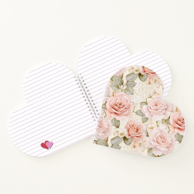 Cream Blush Pink Roses Floral  Notebook (Inside)