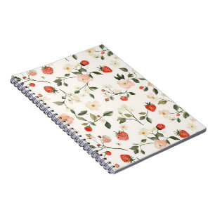 Cream Blush Strawberries Notebook