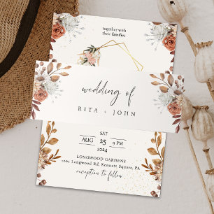 Cream Boho Black and white Wedding Invitation Belly Band