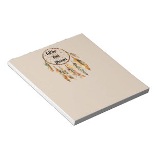 Cream Boho Feathers Dream Catcher Notepad