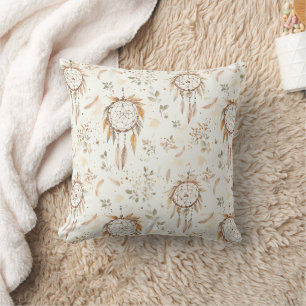Cream Boho Feathers Dream Catchers Cushion