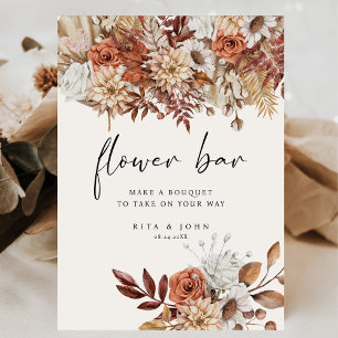 Cream Boho Script Flower Bar Wedding Sign