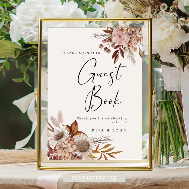 Cream Boho Wedding Please Sign Our Guestbook Sign (Creator Uploaded)