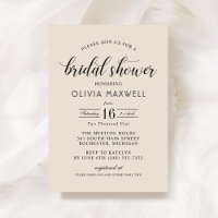 Cream Bold Date Script Wedding Bridal Shower