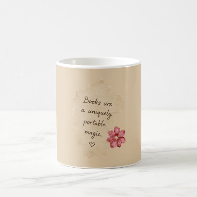 Cream Books Magic Red Flower Coffee Mug (Center)