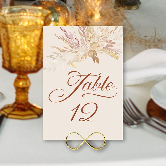 Cream Botanical Foliage Wedding Table Number (Cream table numbers from the Foliage Duet wedding collection by Darling & May)
