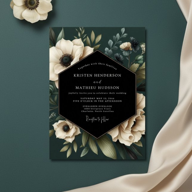 Cream Botanical Moody Wedding Invitation (Creator Uploaded)
