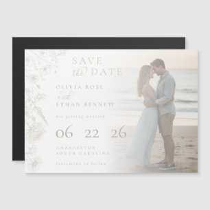 Cream Botanical Photo Wedding Save the Date