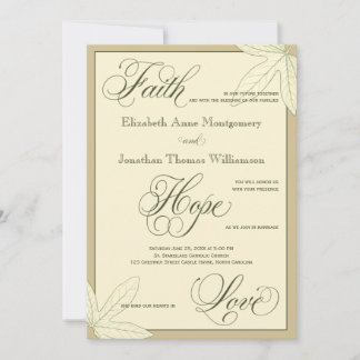 Cream Botanical Print Christian Wedding Invitation