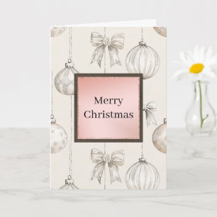 Cream Bow Chic Ornaments Christmas Card