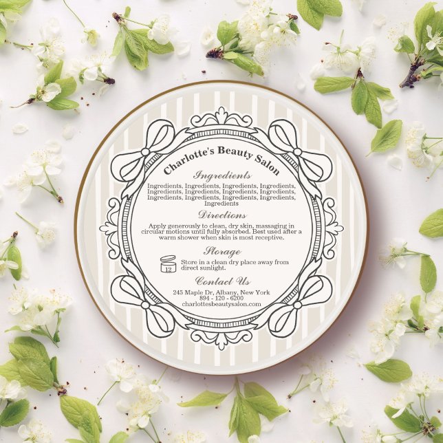 Cream Bow Frame Ingredients & Directions Label (Cream Bow Frame Ingredients & Directions Label)