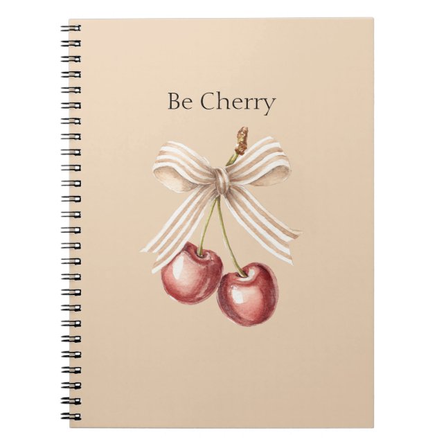 Cream Bow Red Be Cherry  Notebook (Front)