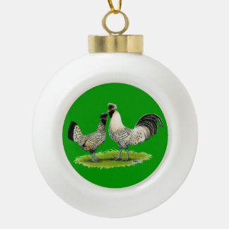 Cream Brabanter Chickens Ceramic Ball Christmas Ornament