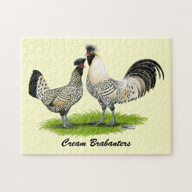 Cream Brabanter Chickens Jigsaw Puzzle (Horizontal)