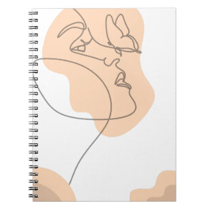 Cream Brown Abstract Spiral Photo Notebook