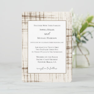 Cream Brown Abstract Stripes Wedding Invitation