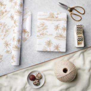 Cream Brown Aloha Tropical Island Palm Trees Wrapping Paper