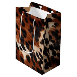 Cream Brown Black Cowhide Medium Gift Bag