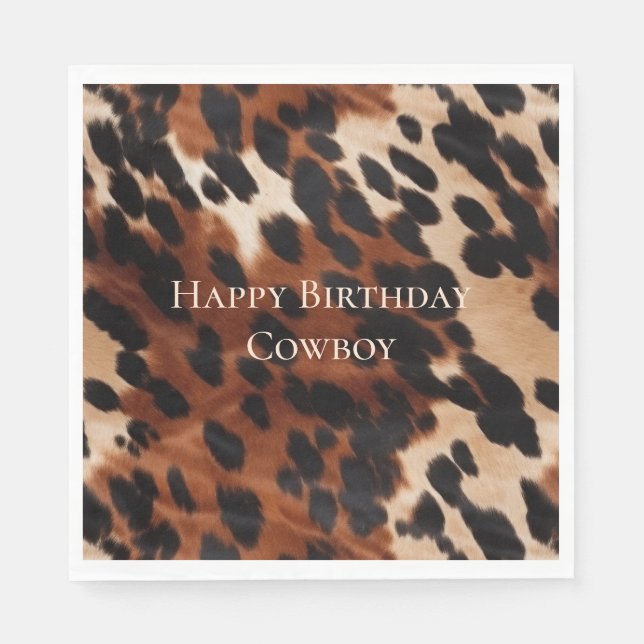 Cream Brown Black Cowhide Napkin (Front)