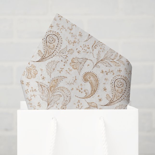 Cream Brown Boho Bohemian Birthday Tissue Paper (Gift Bag)