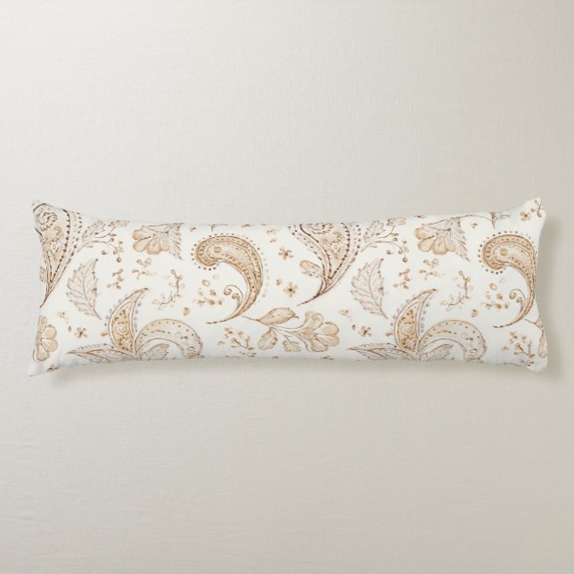Cream Brown Boho Bohemian Body Cushion (Front)