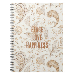 Cream Brown Boho Bohemian Notebook