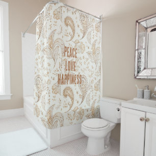 Cream Brown Boho Bohemian Shower Curtain