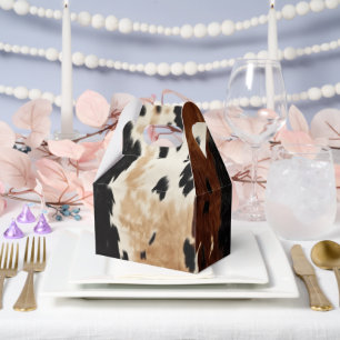 Cream Brown Cowhide Howdy Favour Box