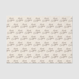 Cream Brown Elegant Script Merry Christmas Tissue Paper