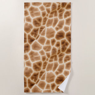 Cream Brown Giraffe Animal Print Beach Towel