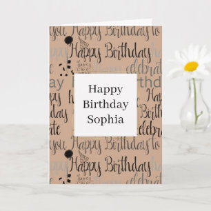 Cream Brown Happy Birthday Card