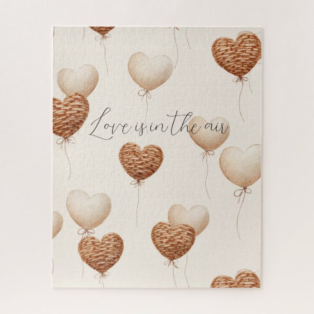 Cream Brown Heart Balloons Love in the Air Jigsaw Puzzle (Vertical)