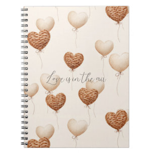 Cream Brown Heart Balloons Love in the Air Notebook