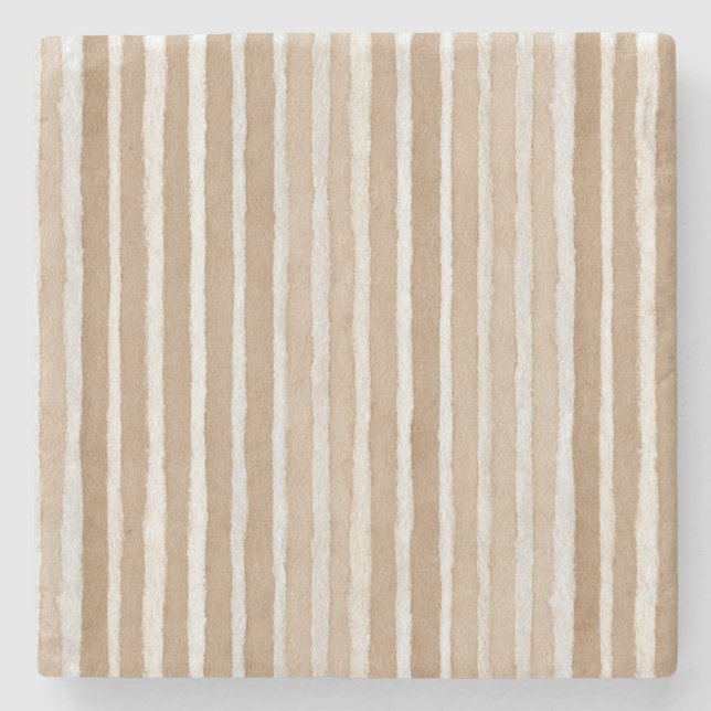 Cream & Brown Hearts Valentine's Day Stone Coaster (Front)