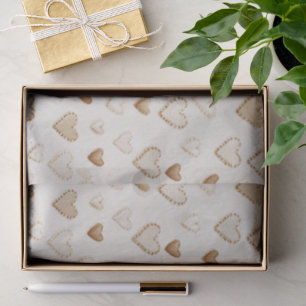 Cream & Brown Hearts Valentine's Day Tissue Paper