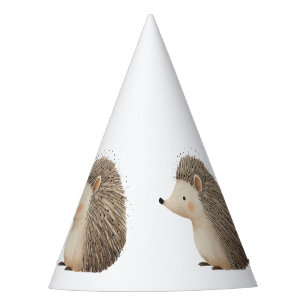 Cream Brown Hedgehog Birthday Party Hat
