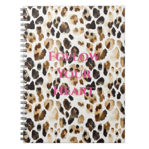 Cream Brown Leopard Animal Print Notebook