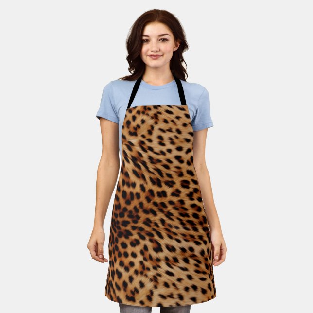 Cream Brown Leopard Print Apron (Worn)