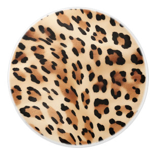 Cream Brown Leopard Print Ceramic Knob