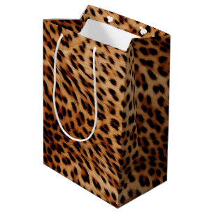 Cream Brown Leopard Print Medium Gift Bag