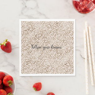Cream Brown Leopard Print      Napkin