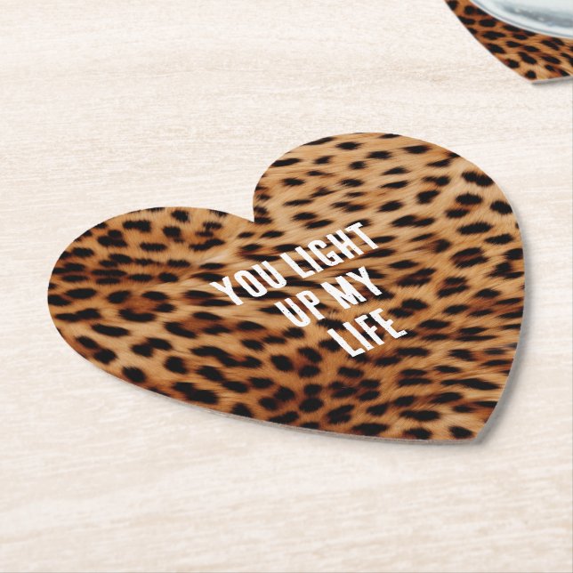 Cream Brown Leopard Print Paper Coaster (Angled)