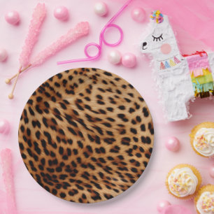 Cream Brown Leopard Print Paper Plate