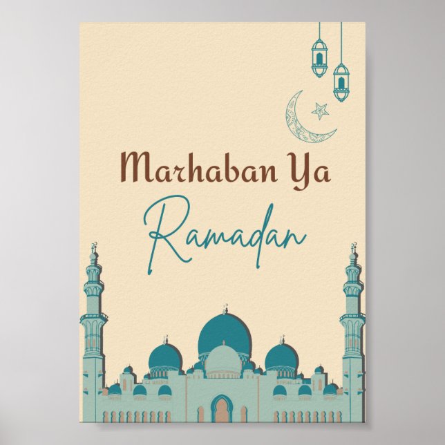 Cream Brown Marhaban Ya Ramadan Poster (Front)