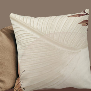 Cream & Brown Minimalist Natural Abstract Cushion