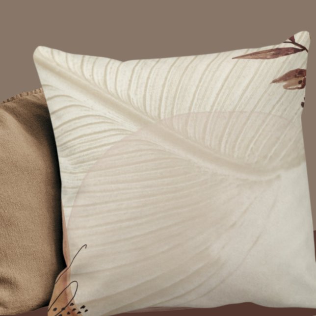 Cream & Brown Minimalist Natural Abstract Cushion (Creator Uploaded)