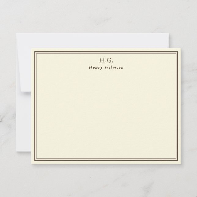 Cream & Brown Monogrammed Card (Front)