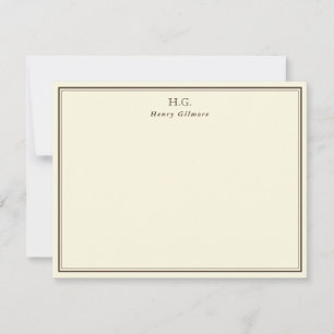 Cream & Brown Monogrammed Card